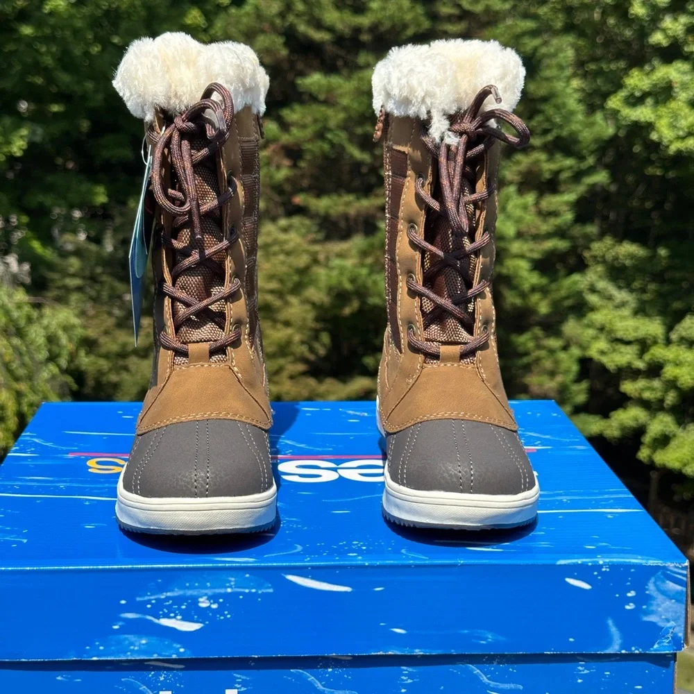 NEW Totes Kids Youth Unisex Waterproof Tan Winter Fur Casual Snow Boot - 13 , 1